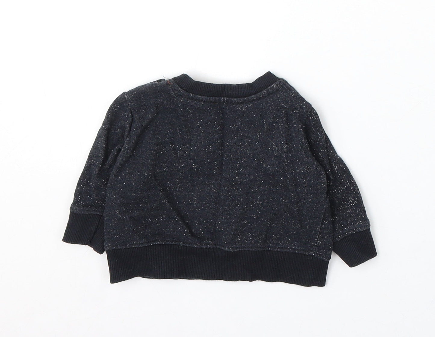 Earlydays Boys Black Cotton Pullover Jumper Size 3-6 Months Snap - Little Man