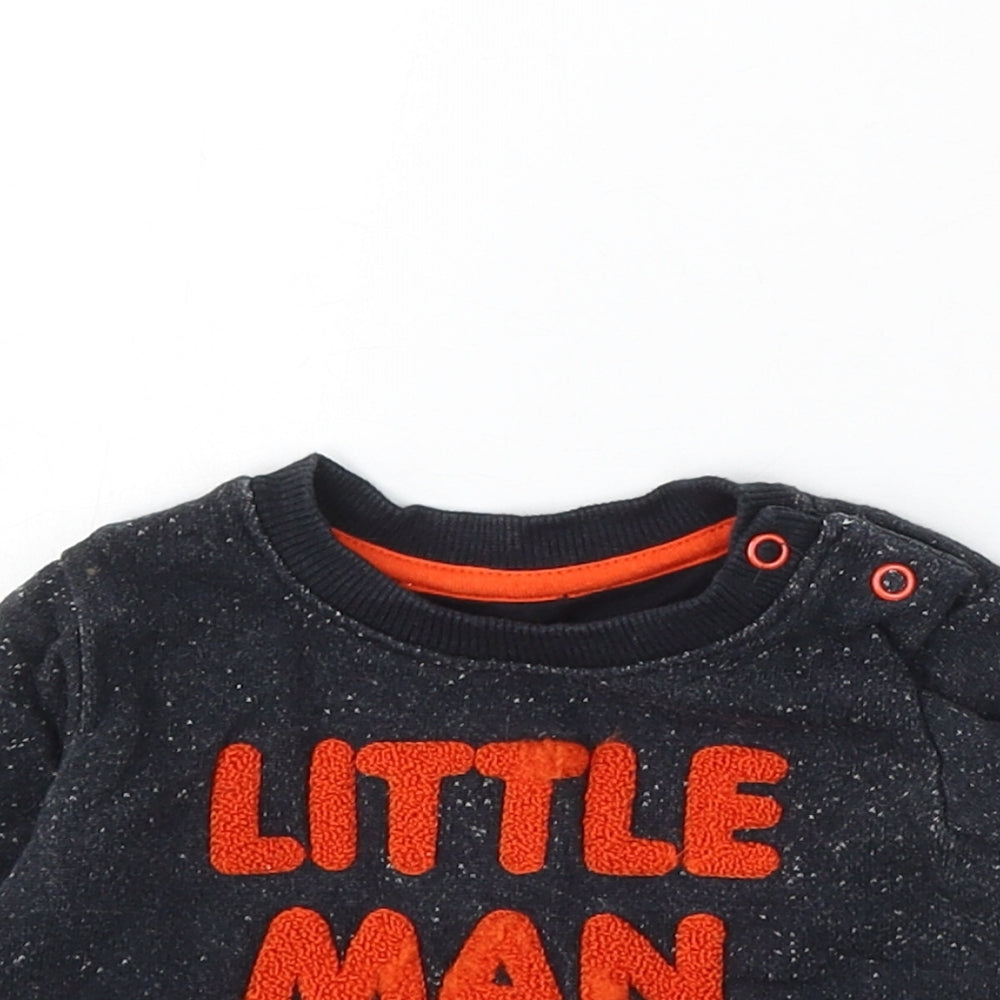 Earlydays Boys Black Cotton Pullover Jumper Size 3-6 Months Snap - Little Man