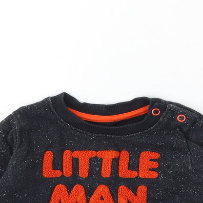 Earlydays Boys Black Cotton Pullover Jumper Size 3-6 Months Snap - Little Man