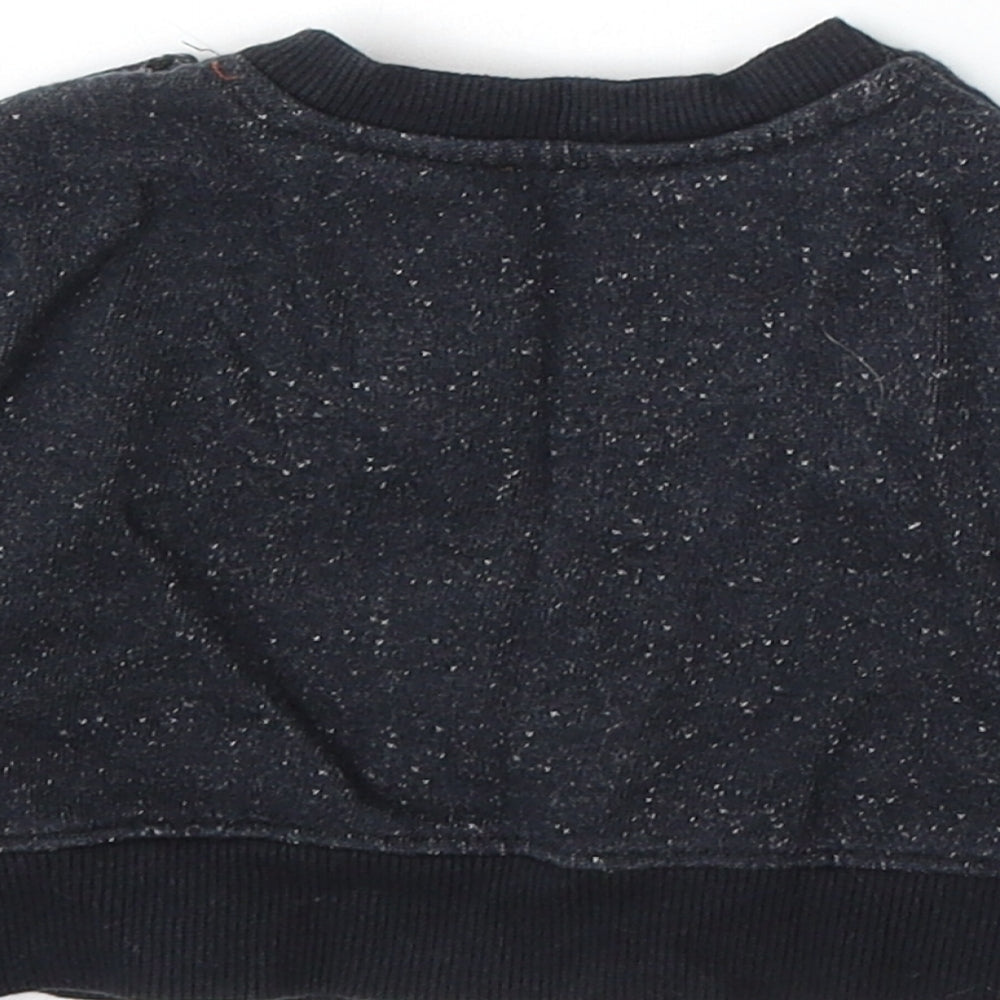 Earlydays Boys Black Cotton Pullover Jumper Size 3-6 Months Snap - Little Man