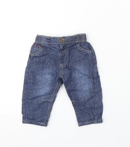 Dunnes Stores Boys Blue Cotton Cargo Trousers Size 3-6 Months Button