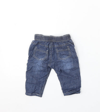 Dunnes Stores Boys Blue Cotton Cargo Trousers Size 3-6 Months Button