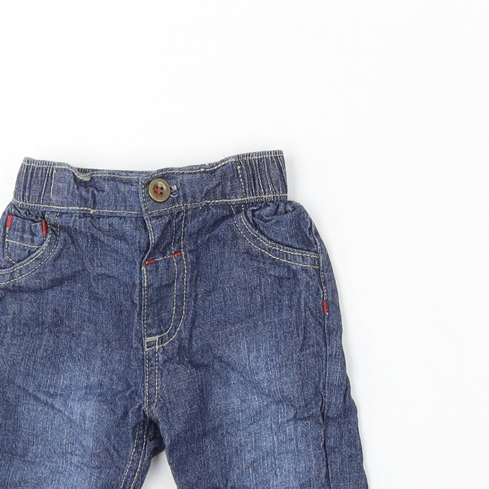 Dunnes Stores Boys Blue Cotton Cargo Trousers Size 3-6 Months Button