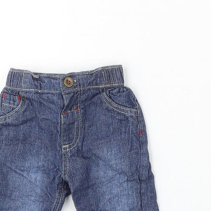 Dunnes Stores Boys Blue Cotton Cargo Trousers Size 3-6 Months Button