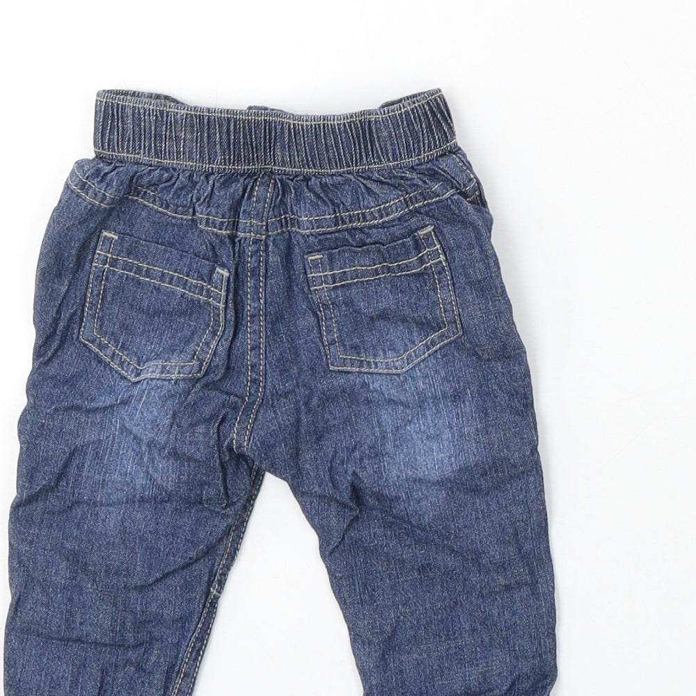Dunnes Stores Boys Blue Cotton Cargo Trousers Size 3-6 Months Button