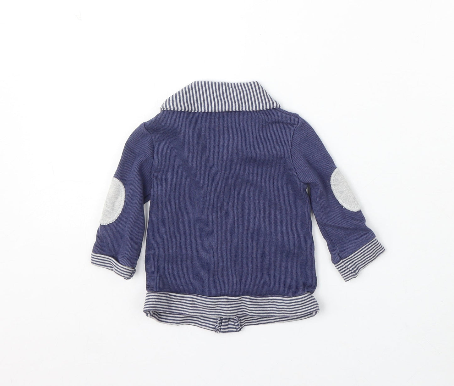George Boys Blue Striped Cotton Cardigan Jumper Size 3-6 Months Button
