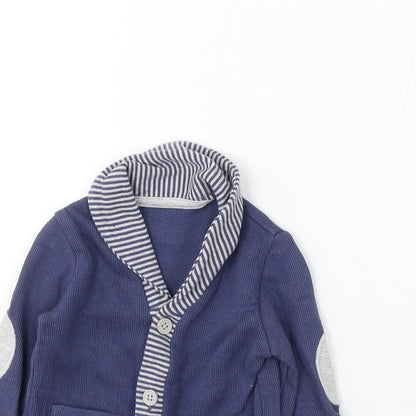 George Boys Blue Striped Cotton Cardigan Jumper Size 3-6 Months Button
