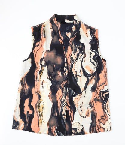 SheIn Womens Multicoloured Geometric Polyester Basic Blouse Size M V-Neck