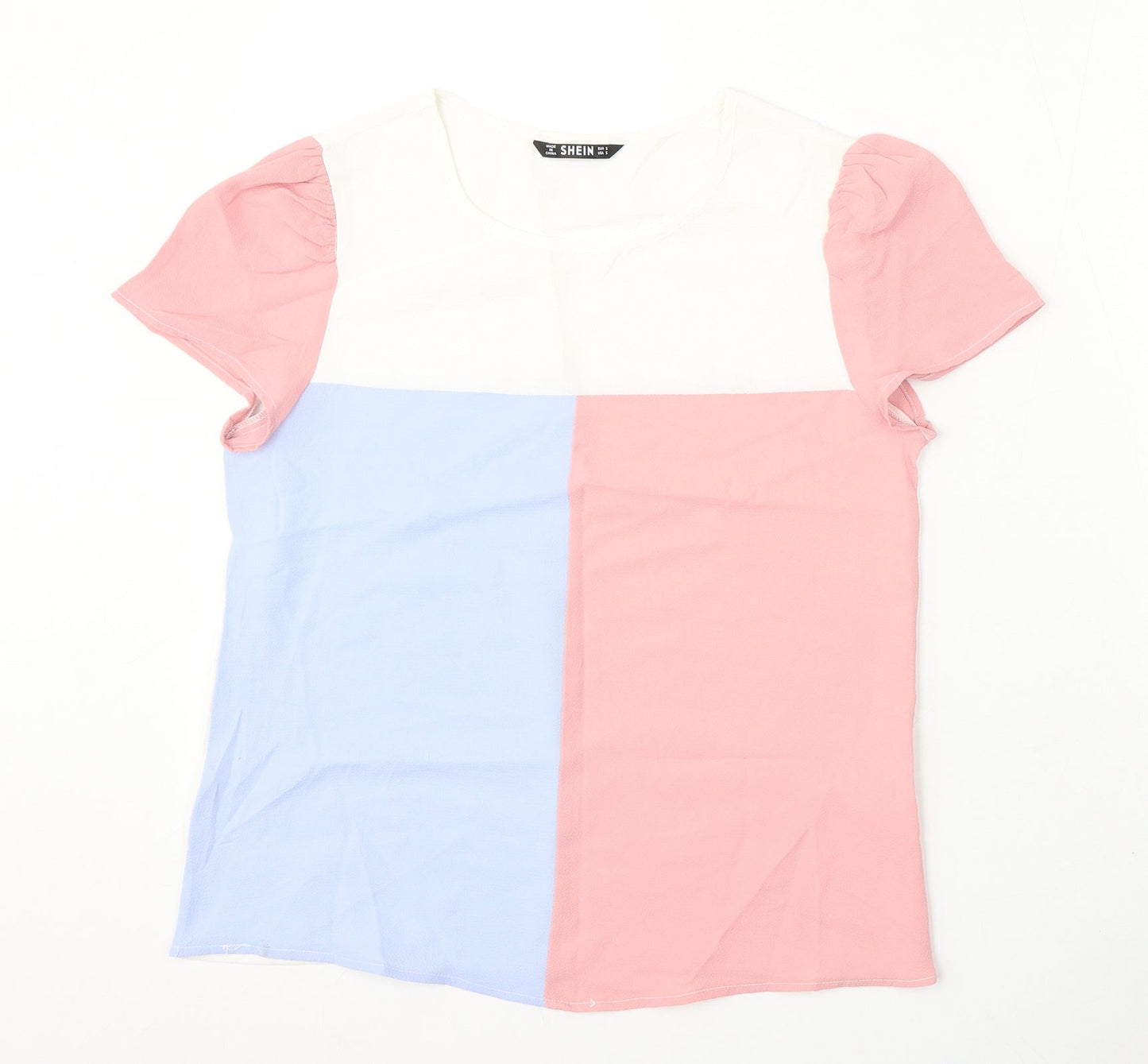 SheIn Womens Multicoloured Viscose Basic T-Shirt Size S Round Neck