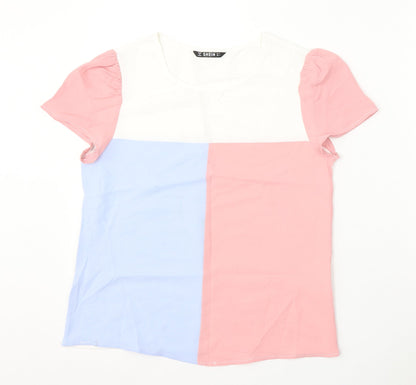 SheIn Womens Multicoloured Viscose Basic T-Shirt Size S Round Neck