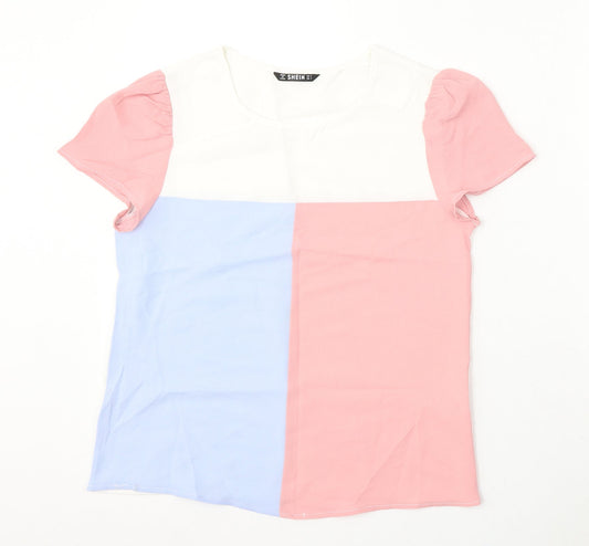 SheIn Womens Multicoloured Viscose Basic T-Shirt Size S Round Neck