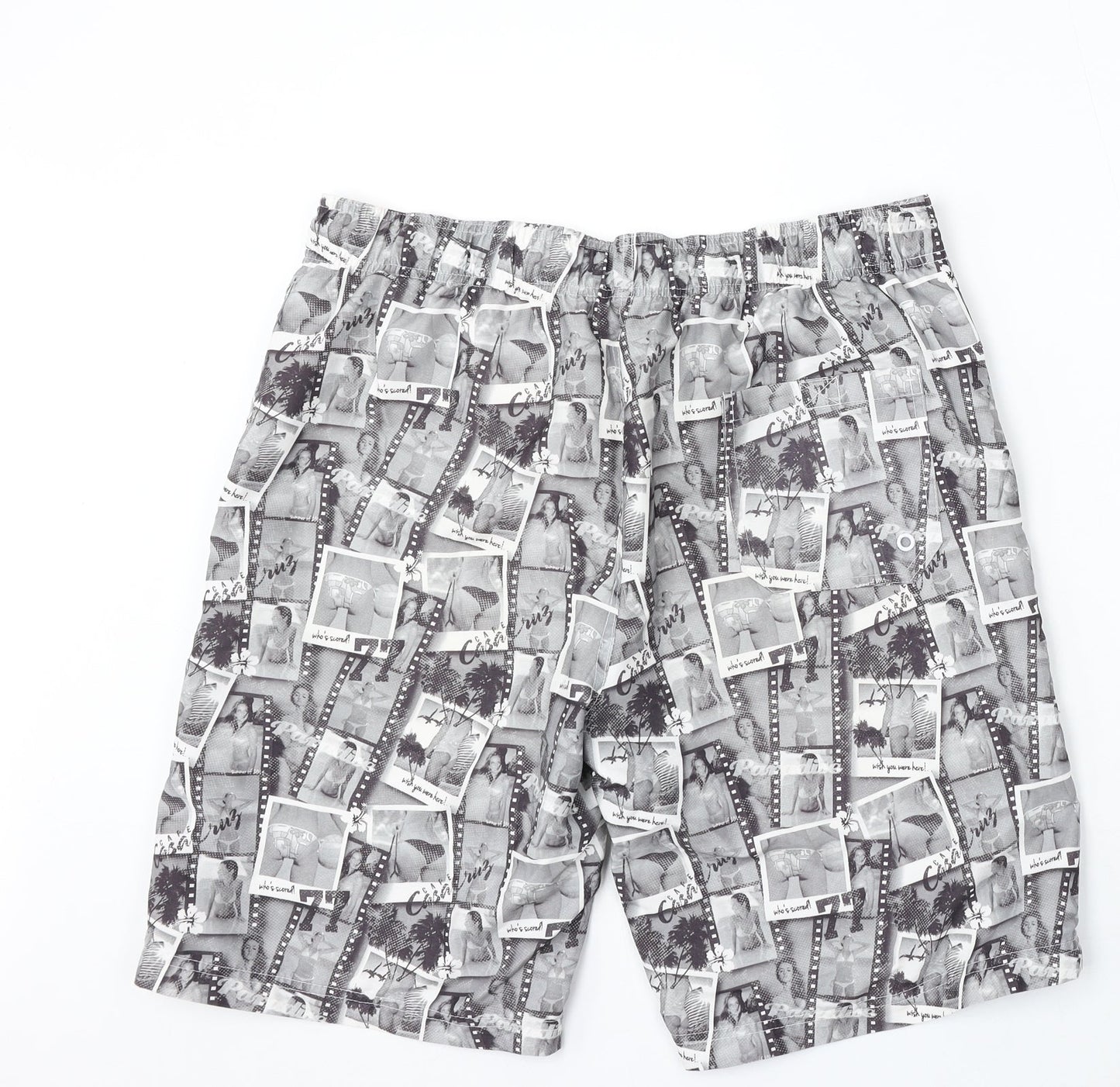 Cedar Wood State Womens Grey Geometric Polyester Sweat Shorts Size L L11 in Regular Drawstring - Swim Shorts