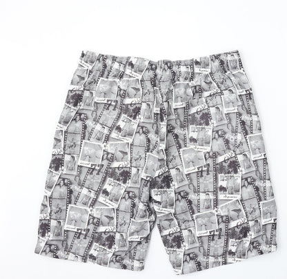 Cedar Wood State Womens Grey Geometric Polyester Sweat Shorts Size L L11 in Regular Drawstring - Swim Shorts