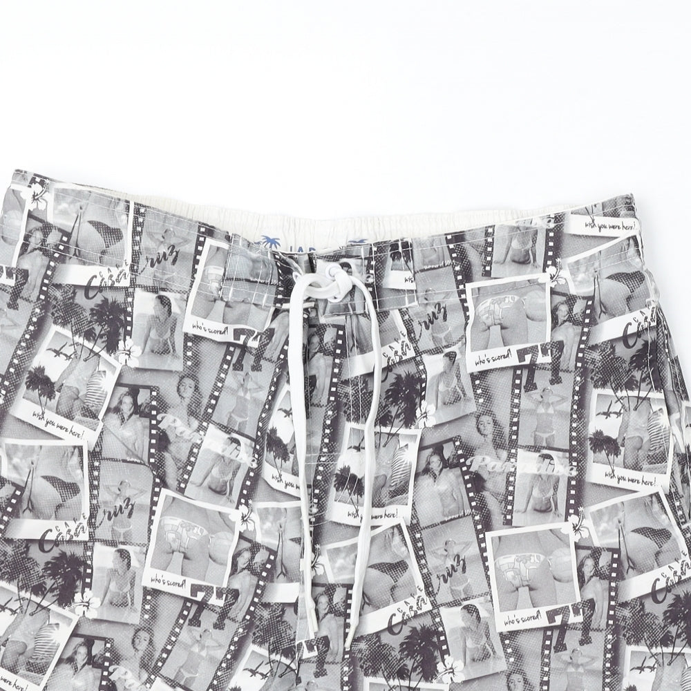 Cedar Wood State Womens Grey Geometric Polyester Sweat Shorts Size L L11 in Regular Drawstring - Swim Shorts