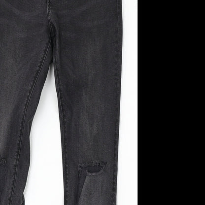 Pull&Bear Womens Black Cotton Skinny Jeans Size 31 in L29 in Regular Button