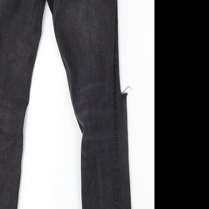 Pull&Bear Womens Black Cotton Skinny Jeans Size 31 in L29 in Regular Button