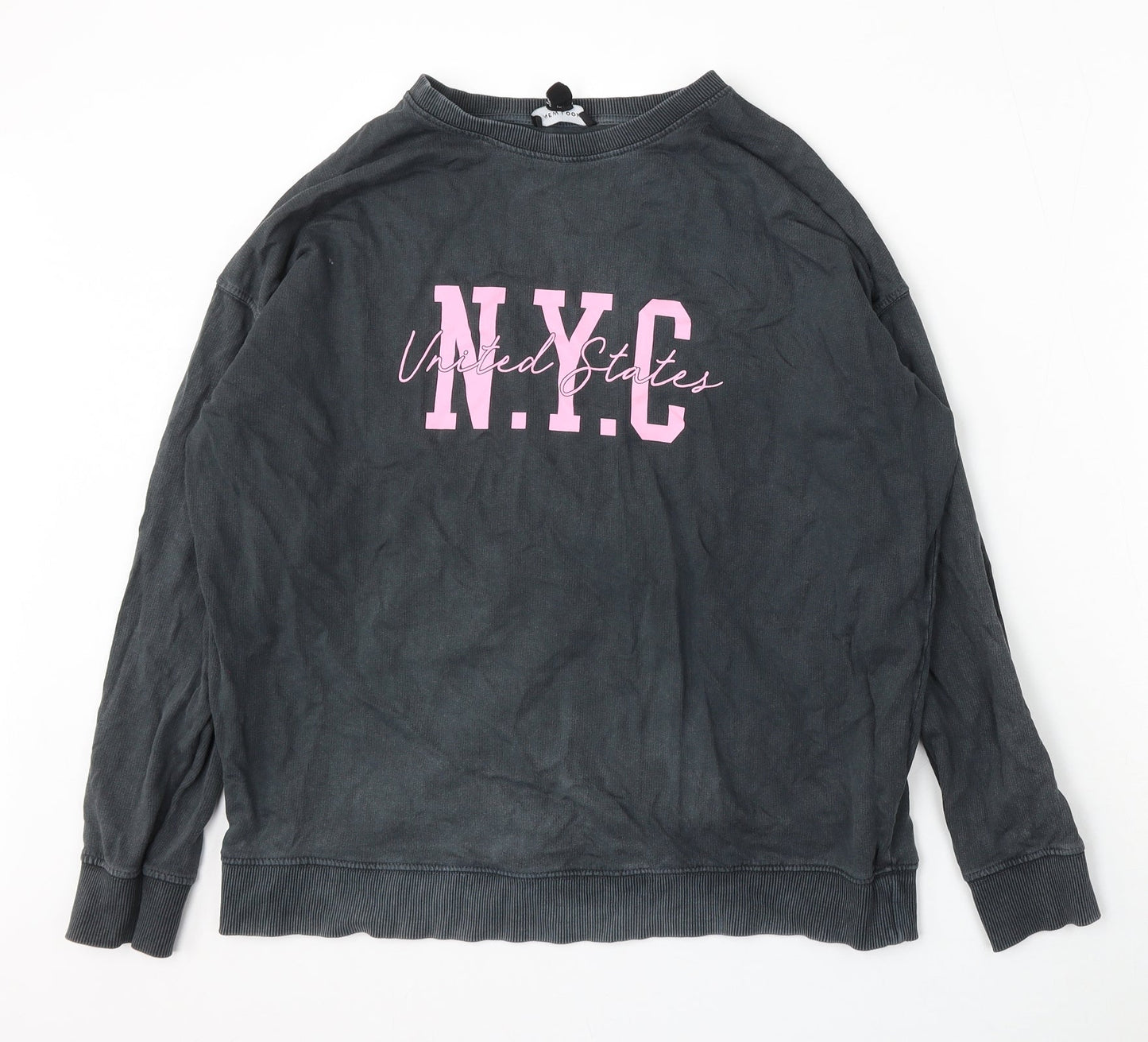 New Look Womens Grey Cotton Pullover Sweatshirt Size S - N.Y.C