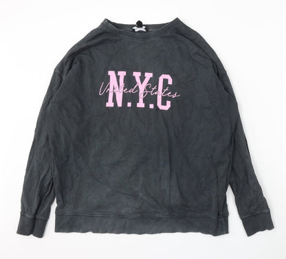 New Look Womens Grey Cotton Pullover Sweatshirt Size S - N.Y.C