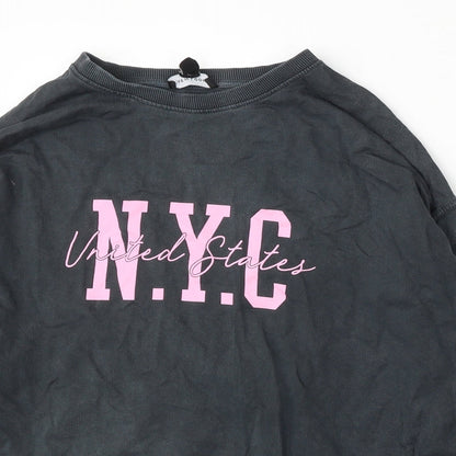 New Look Womens Grey Cotton Pullover Sweatshirt Size S - N.Y.C