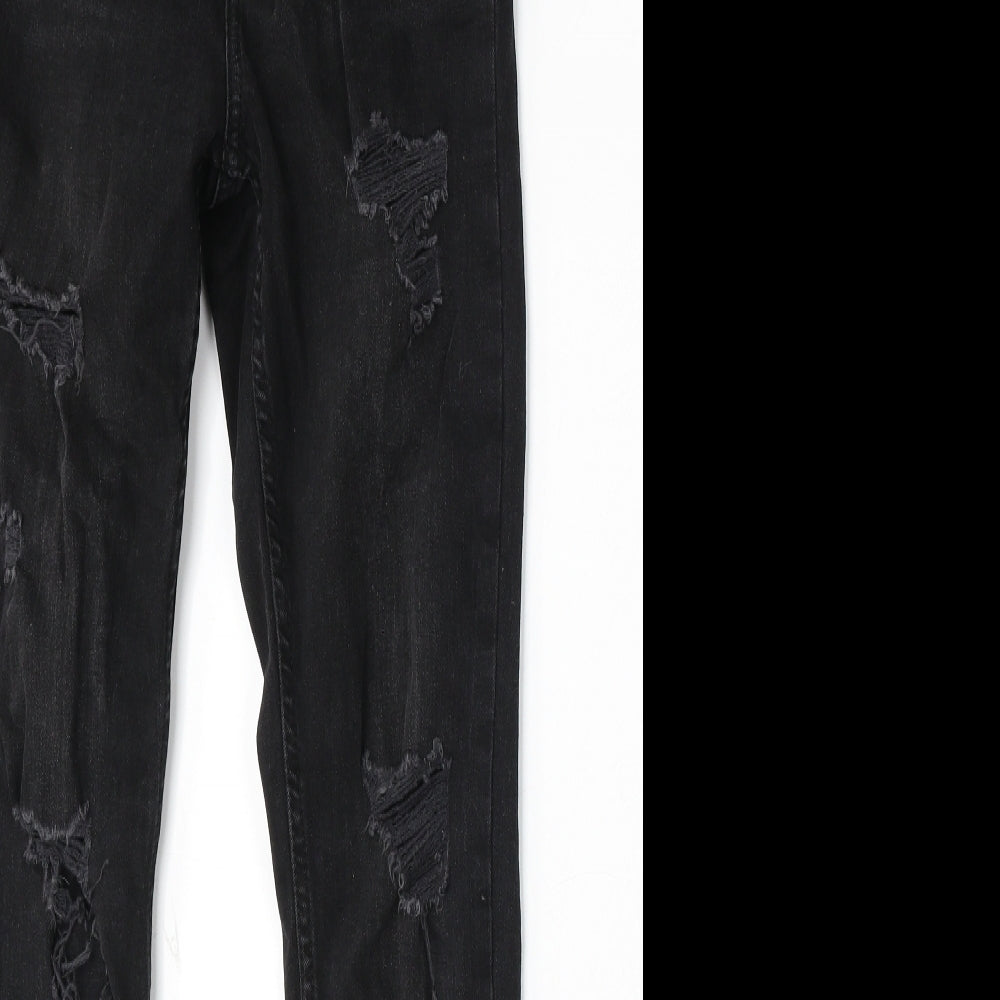 Denim & Co. Womens Black Cotton Skinny Jeans Size 10 L28 in Regular Button