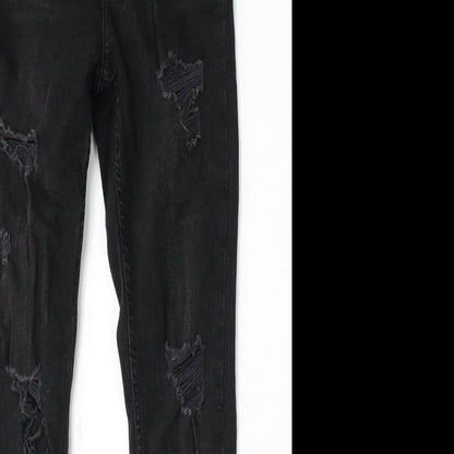 Denim & Co. Womens Black Cotton Skinny Jeans Size 10 L28 in Regular Button