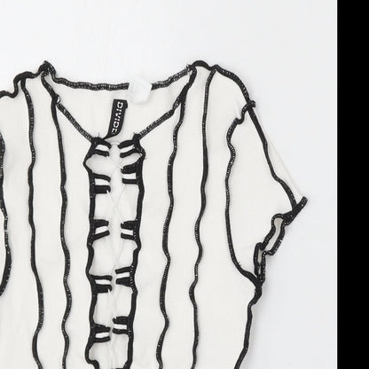 Divided by H&M Womens White Polyester Basic T-Shirt Size S Round Neck