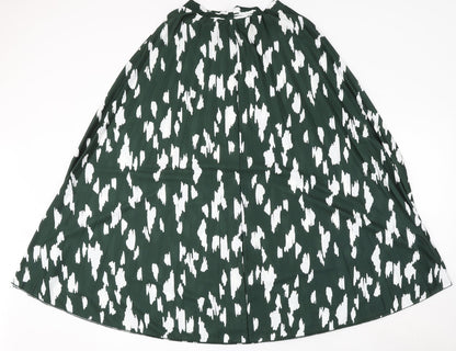 ASOS Womens Green Geometric Viscose Skater Skirt Size 6