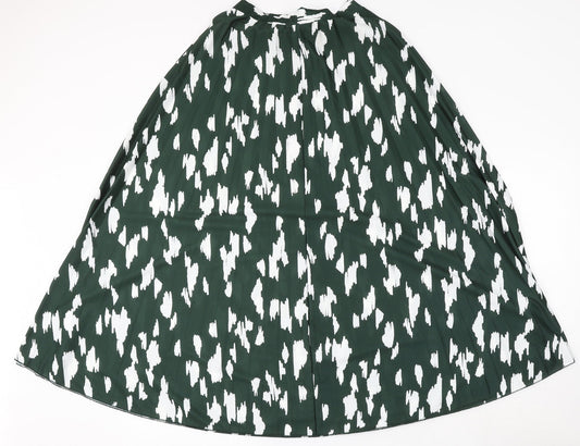 ASOS Womens Green Geometric Viscose Skater Skirt Size 6