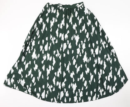 ASOS Womens Green Geometric Viscose Skater Skirt Size 6