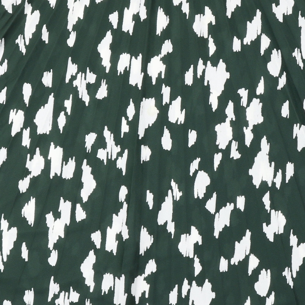 ASOS Womens Green Geometric Viscose Skater Skirt Size 6