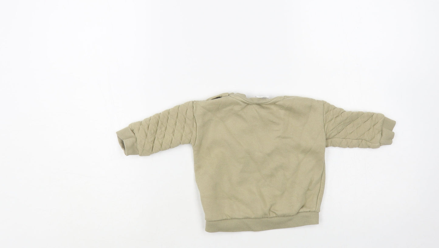 F&F Baby Green Cotton Pullover Jumper Size 3-6 Months Snap - Mickey Mouse
