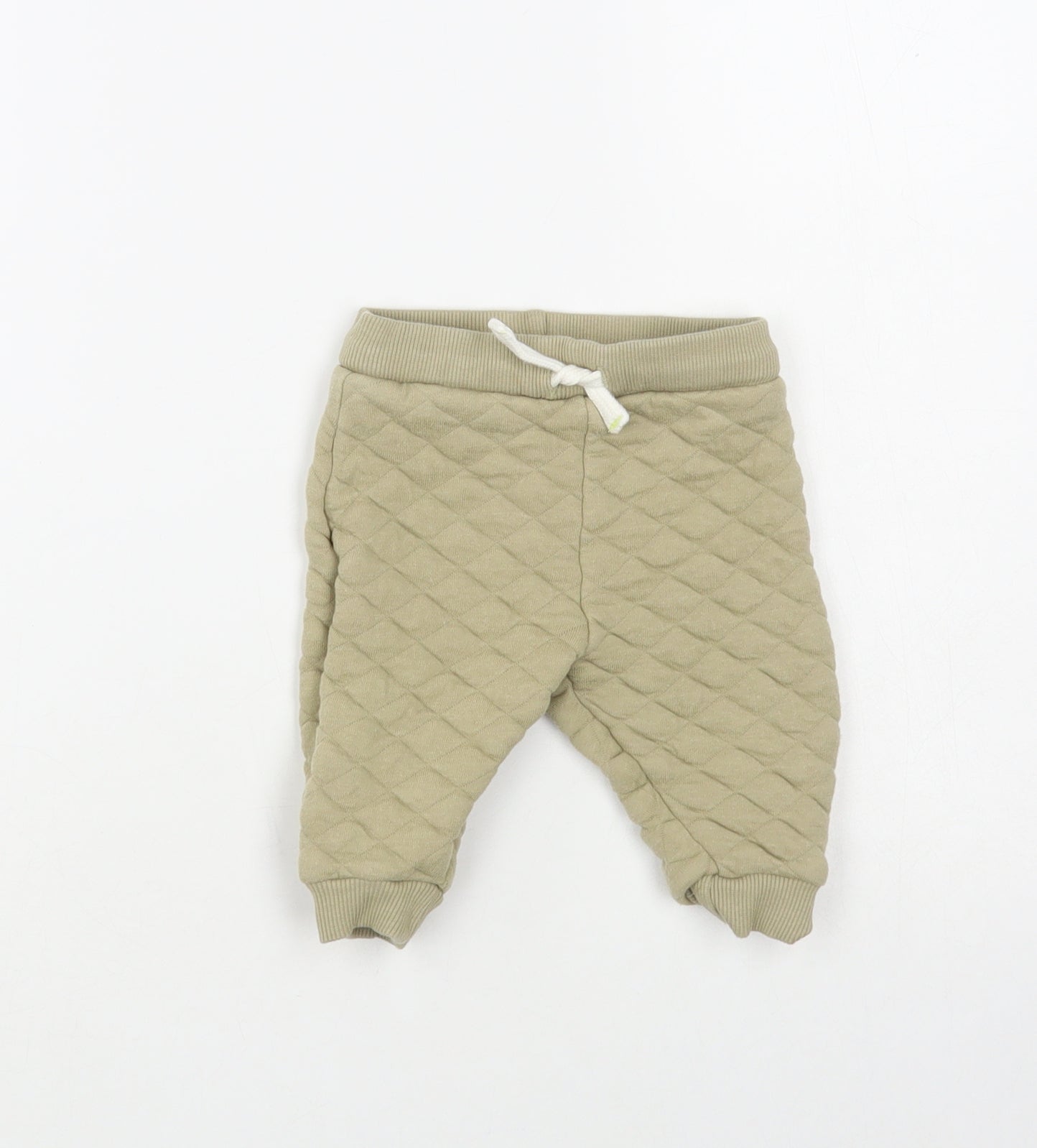 F&F Baby Green Cotton Jogger Trousers Size 3-6 Months Drawstring