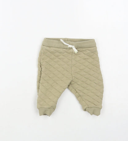 F&F Baby Green Cotton Jogger Trousers Size 3-6 Months Drawstring