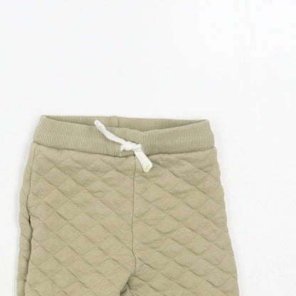 F&F Baby Green Cotton Jogger Trousers Size 3-6 Months Drawstring