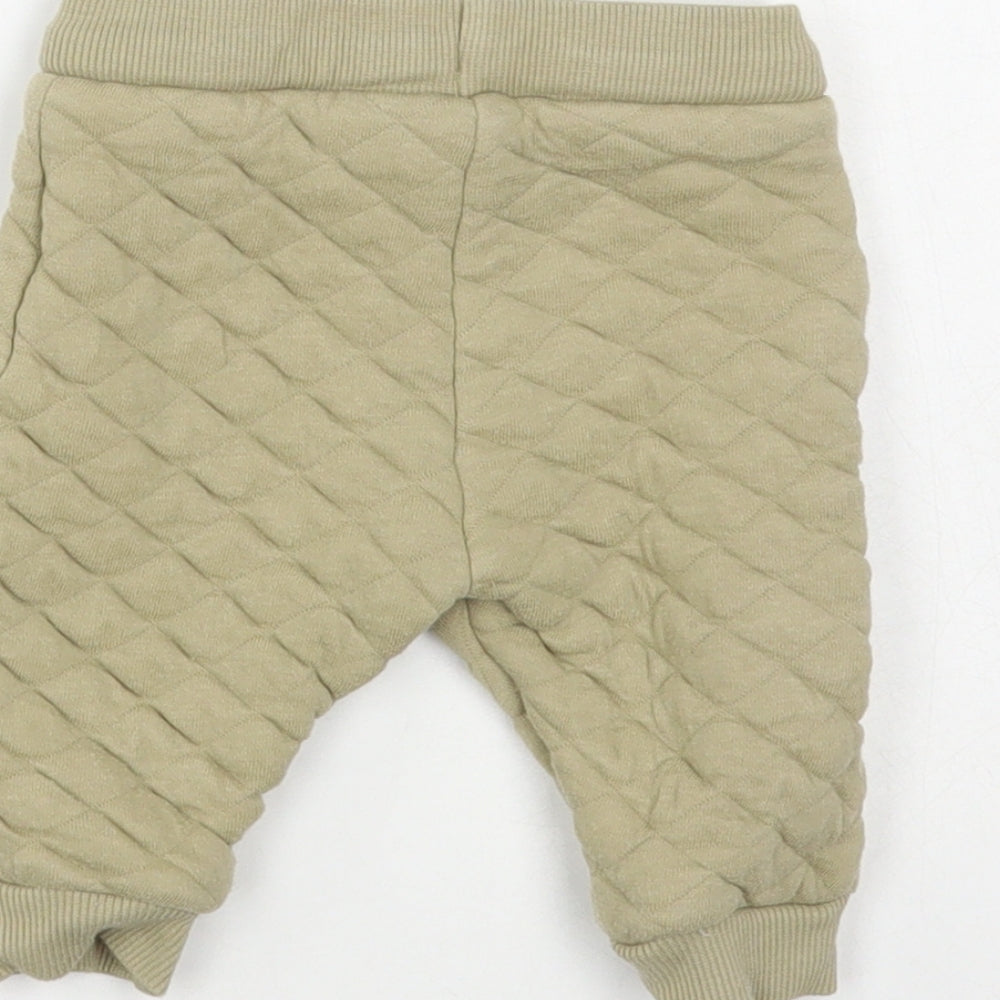 F&F Baby Green Cotton Jogger Trousers Size 3-6 Months Drawstring