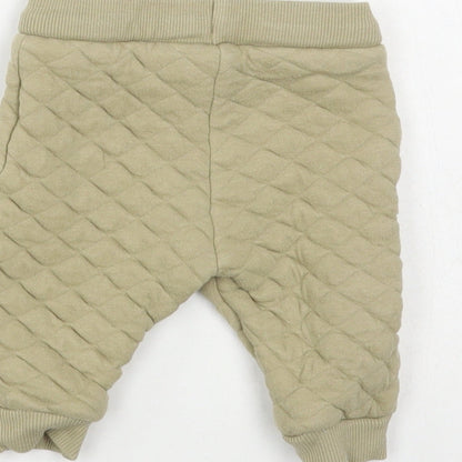 F&F Baby Green Cotton Jogger Trousers Size 3-6 Months Drawstring