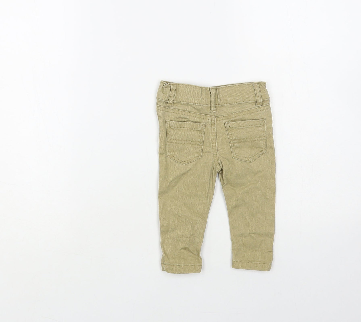 Denim & Co. Baby Beige Cotton Jogger Trousers Size 3-6 Months Snap