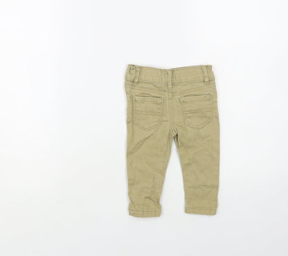 Denim & Co. Baby Beige Cotton Jogger Trousers Size 3-6 Months Snap