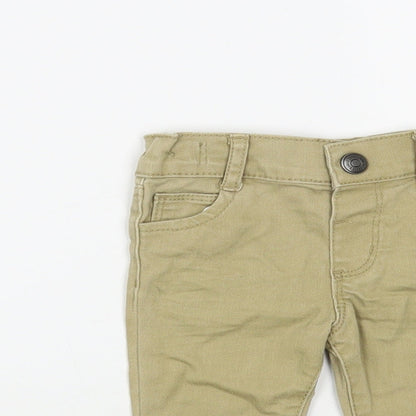 Denim & Co. Baby Beige Cotton Jogger Trousers Size 3-6 Months Snap