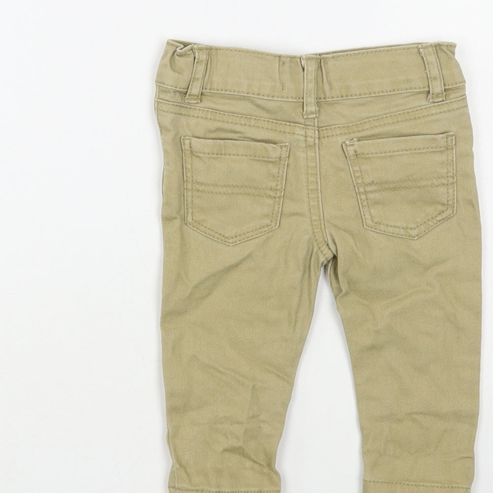 Denim & Co. Baby Beige Cotton Jogger Trousers Size 3-6 Months Snap