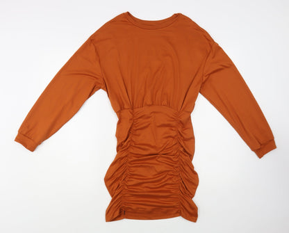 SheIn Womens Brown Polyester Mini Size S Crew Neck Pullover