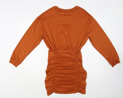 SheIn Womens Brown Polyester Mini Size S Crew Neck Pullover