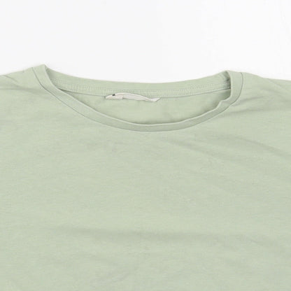 Candy Couture Girls Green Cotton Cropped T-Shirt Size 15 Years Crew Neck Pullover - Elastic Band