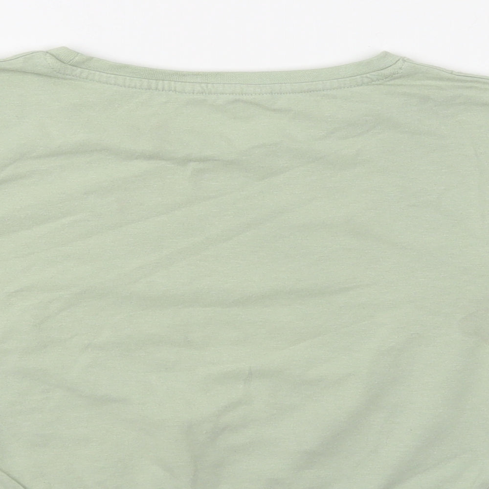 Candy Couture Girls Green Cotton Cropped T-Shirt Size 15 Years Crew Neck Pullover - Elastic Band