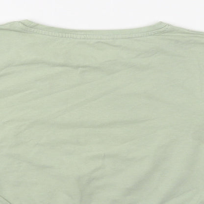 Candy Couture Girls Green Cotton Cropped T-Shirt Size 15 Years Crew Neck Pullover - Elastic Band