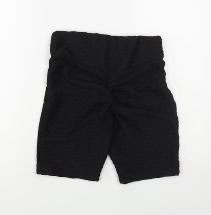 Matalan Womens Black Polyester Compression Shorts Size 8 L7 in Regular Pull On - Ruched