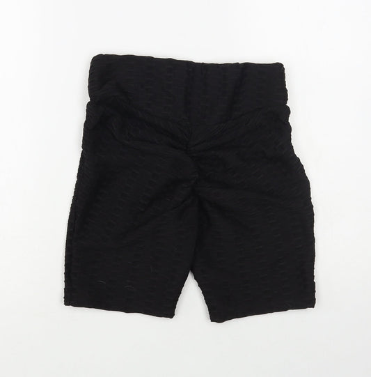 Matalan Womens Black Polyester Compression Shorts Size 8 L7 in Regular Pull On - Ruched