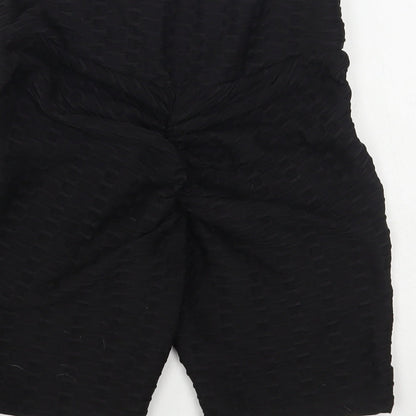 Matalan Womens Black Polyester Compression Shorts Size 8 L7 in Regular Pull On - Ruched