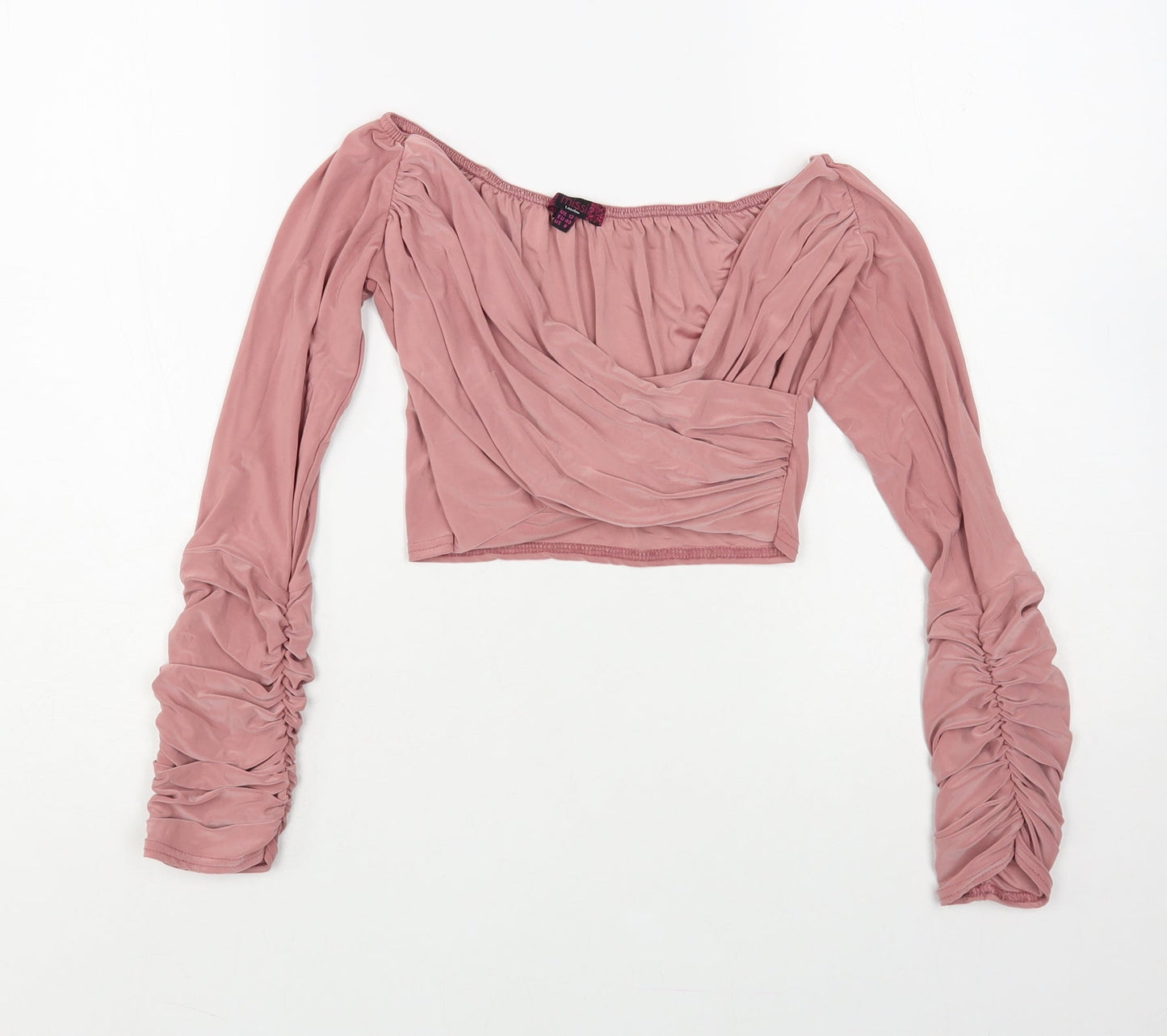 Womens UK Size 12 Missi Pink Cropped Blouse