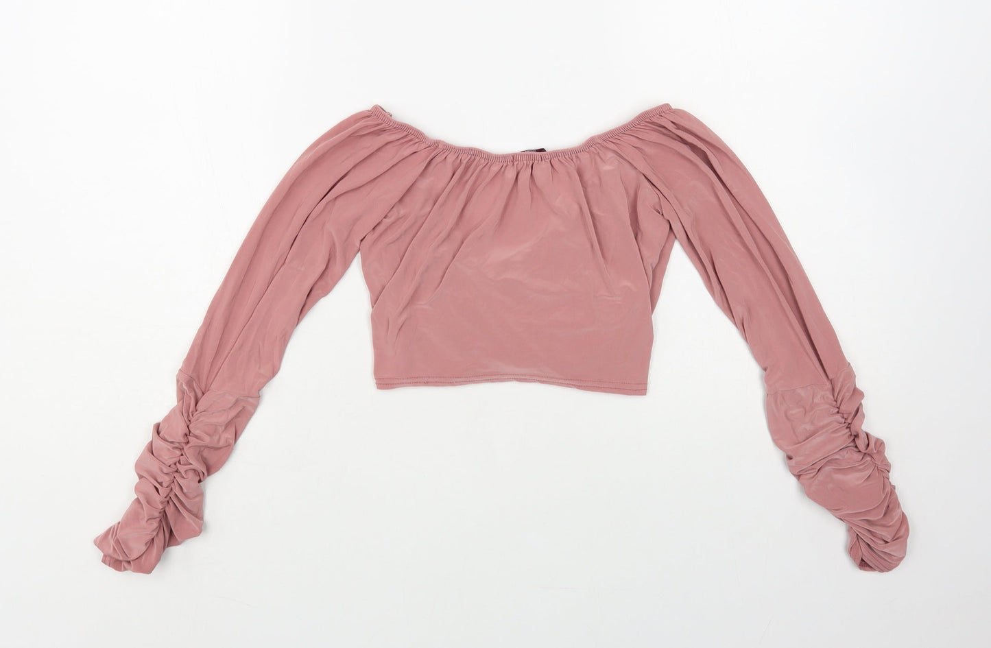 Womens UK Size 12 Missi Pink Cropped Blouse